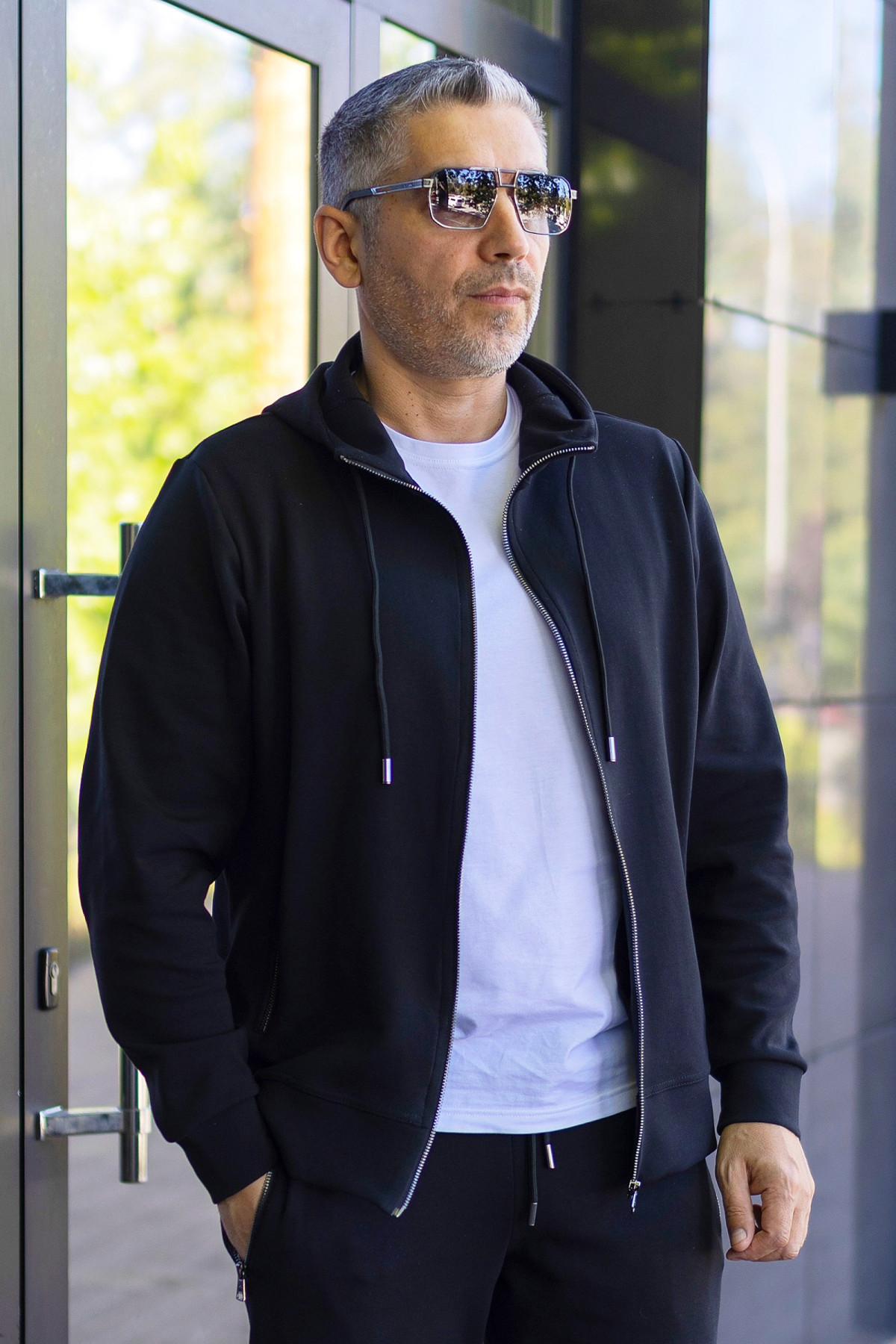 Кофта чоловіча Basic Zip Hoodie Black