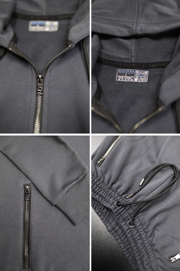 Костюм чоловічий графітового кольору Basic Zip Hoodie Graphite