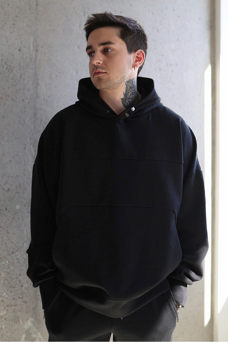 Кофта чоловіча Oversize Snap Hoodie Black
