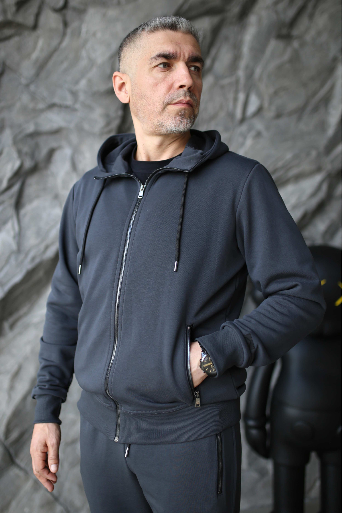Кофта чоловіча Basic Zip Hoodie Graphite
