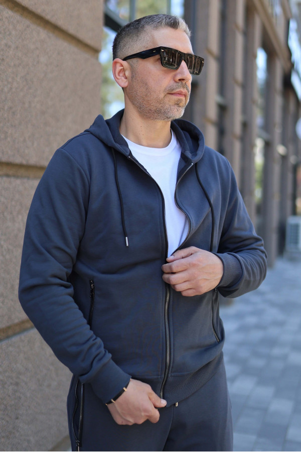 Костюм чоловічий графітового кольору Basic Zip Hoodie Graphite